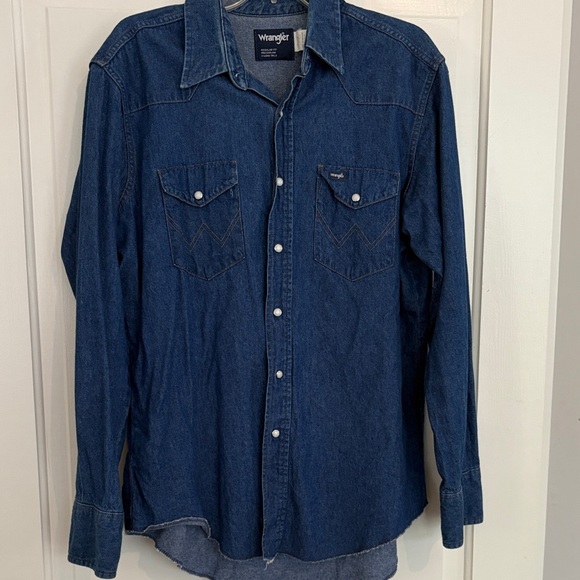 Wrangler Other - Vintage Pearl Snap Wrangler Men's Dark Blue‎ Button-Down Shirt